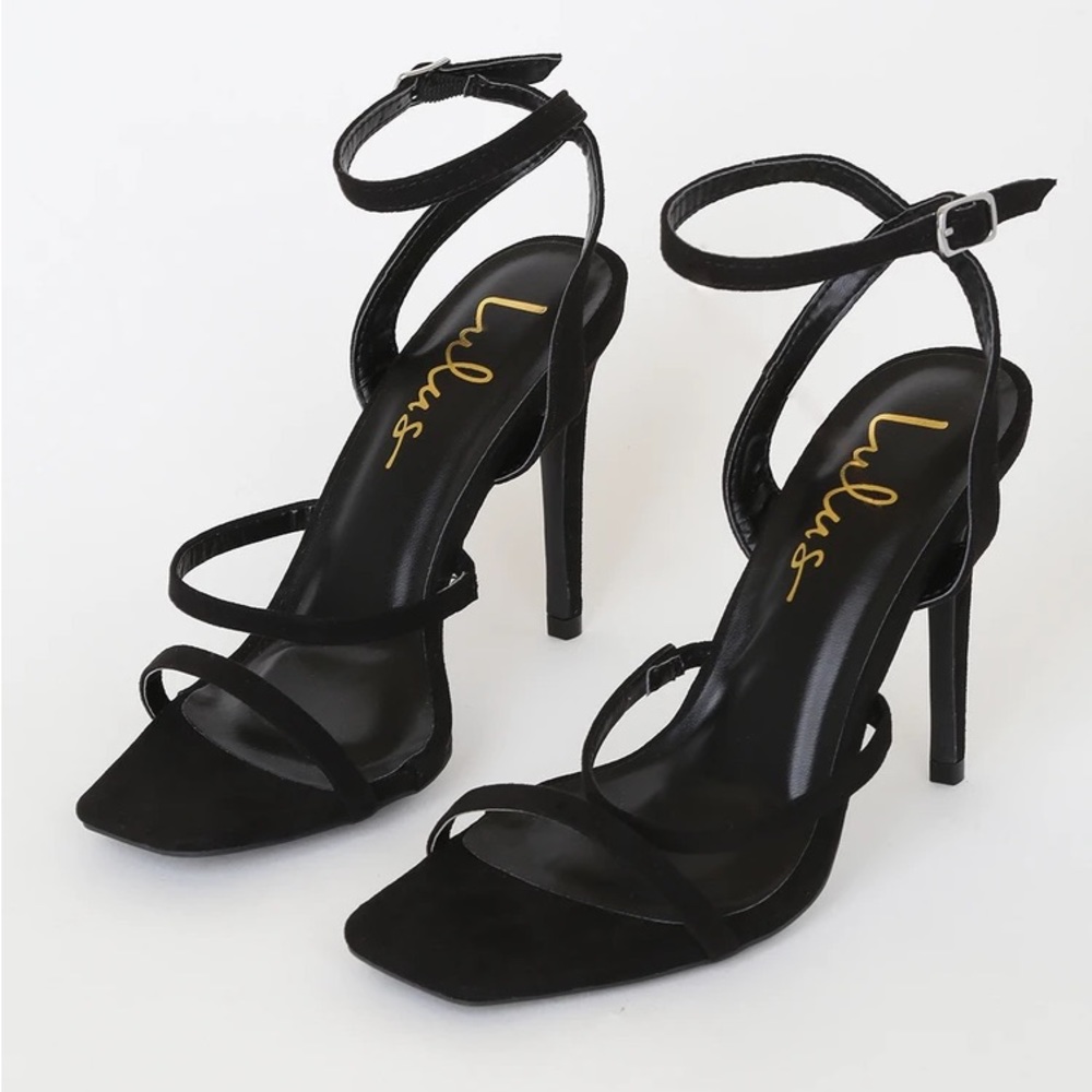 Lulu’s Leticiya Strappy Suede Heels
